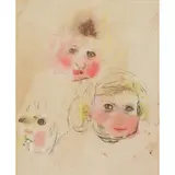 Joan Eardley, STUDIES OF AMANDA, Pastel on coloured paper