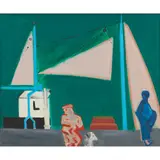 David Michie, PINK SAILS AND A DOG HONFLEUR, oil on canvas