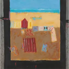Charles T. K. MacQueen, BEACH HUTS, oil on board