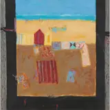 Charles T. K. MacQueen, BEACH HUTS, oil on board
