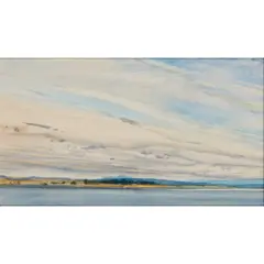 ACROSS THE WATER by James Morrison, oil on board, sold Apr 2023