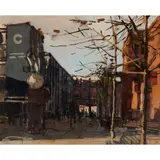 Ken Howard, MANCHESTER STREET SCENE, 1972, oil on card