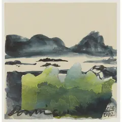 Kate Downie, ACROSS THE WATER, 2012, watercolour and collage on buff paper