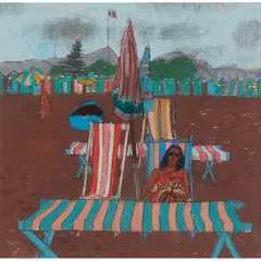 Leon Morrocco, ON THE BEACH, 1974, pastel