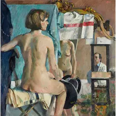 SELF-PORTRAIT WITH ESTRILD by John G. Boyd, oil on canvas, sold Apr 2023