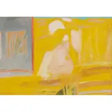Elizabeth Blackadder, FIGURE AND SUMMERHOUSE, 1965, mixed media on board