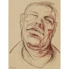 HEAD STUDY by Peter Howson, charcoal and chalk on off-white paper, sold Apr 2023