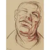 Peter Howson, HEAD STUDY, charcoal and chalk on off-white paper