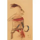 Pat Douthwaite, WARRIOR AND CAT, Charcoal and pastel