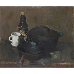 STILL LIFE WITH GUINNESS by John G. Boyd, oil on canvas, sold Apr 2023