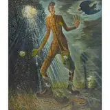 John Byrne, THE EGG-HUNTER, mixed media on board