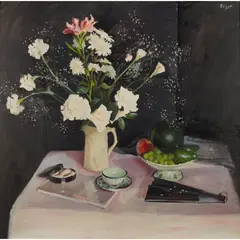 Norman Edgar, STILL-LIFE WITH FRUIT AND FLOWERS, oil on canvas