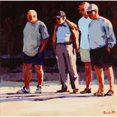 Tom Watt, AWAITING THE FIRST THROW, oil on board