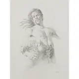 Paul Reid, A STUDY OF A MAN HOLDING A CORNUCOPIA, pencil