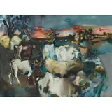 Robin Philipson, CATTLE, watercolour