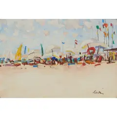 George Devlin, BEACH, VIAREGGIO, mixed media on paper