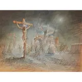 Peter Howson, CRUCIFIXION, 2017, mixed media on coloured paper