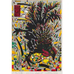 BIRD by He Kun, 2004, Woodcut, A/P, sold Apr 2023