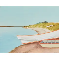 Bet Low, BOATS ON THE SHORE, LYNESS, ORKNEY, mixed media
