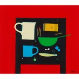 Simon Laurie, COOKIE'S TABLE, acrylic on board