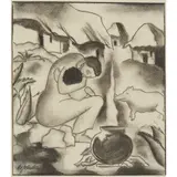 William Johnstone, PICNEE, charcoal drawing