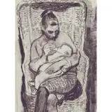 Alberto Morrocco, MOTHER AND CHILD, 1962, charcoal and wash