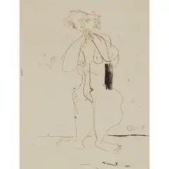 Jankel Adler, STANDING FIGURE: OPUS 17, 1943, ink on paper