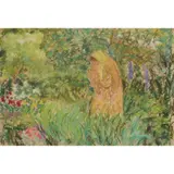 Paul Maze, JESSIE IN THE GARDEN, pastel on buff paper