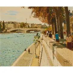 Gerard Passet, LES QUAIS DE PARIS, oil on canvas