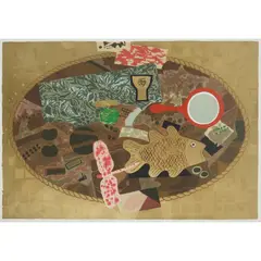 William Hunter Littlejohn, FISH, DRAGONFLY AND MIRROR - OVAL, screenprint