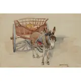 John Guthrie Spence Smith, DONKEY AND CART, watercolour and pencil