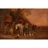William Joseph Shayer, HUNTSMEN AT A VILLAGE INN, oil on board