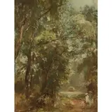 PATH THROUGH WILLOW TREES, SUMMER by James Lawton Wingate, oil on canvas, sold Feb 2023