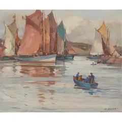 Robert Hope, FISHING BOATS, CONCARNEAU, oil on board