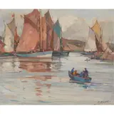 Robert Hope, FISHING BOATS, CONCARNEAU, oil on board