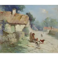 Robert Russell MacNee, FEEDING THE HENS, 1922, oil on canvas