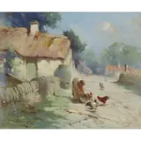 Robert Russell MacNee, FEEDING THE HENS, 1922, oil on canvas