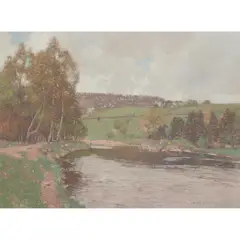 THE RIVERSIDE PATH by George Houston, oil on canvas, sold Feb 2023