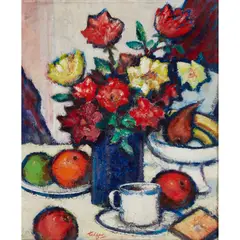 William Walker Telfer, STILL LIFE, ROSES, oil on canvas