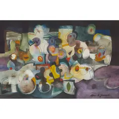 Alfons B. Jasinski, BLACK SEPTEMBER, watercolour and pastel
