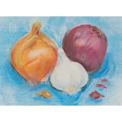 ONIONS AND GARLIC by George Devlin, Pastel, sold Feb 2023