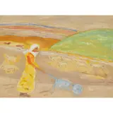 David Michie, WOMAN WITH WHEELBARROW, KOSOVO, oil on canvasboard