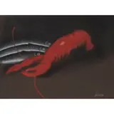 Jack Knox, STILL-LIFE: LOBSTER AND FISH, pastel on dark brown paper