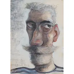 John Byrne, ME IN STRIPEY TOP, 2018, pencil and watercolour