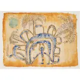 Sergio Hernández, SIN TITOLO (PERSONAJES AGACHADOS), 1999, Mixed media on papyrus paper