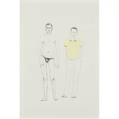Charles Avery, UNTITLED (TWO FIGURES), Pencil, ink and coloured pencil
