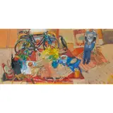 Glen Scouller, STUDIO FLOOR WITH LARA, oil on canvas
