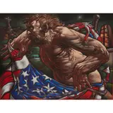 Peter Howson, CYBERIA - PATRIOT, 2017, pastel on red paper