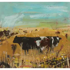 Hamish Macdonald, FIELD WITH COWS, mixed media