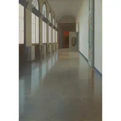 Peter Kelly, THE LONG CORRIDOR, PALAZZO DELLA RAGIONE, PADUA, oil on canvasboard